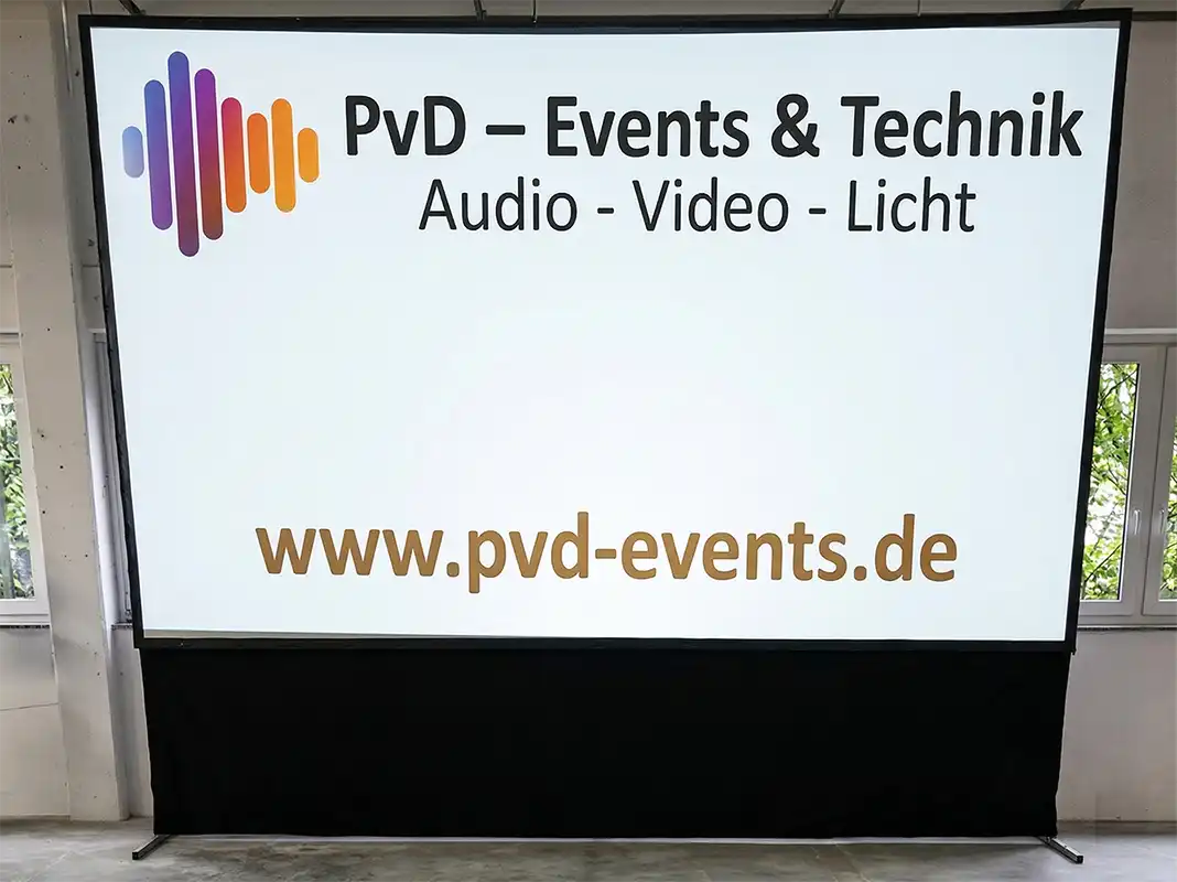 Große Rahmenleinwand 460 cm breit zur Miete bei PvD Events in Hüllhorst.