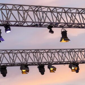 Lighting equipment installed for the music festival, many moving heads