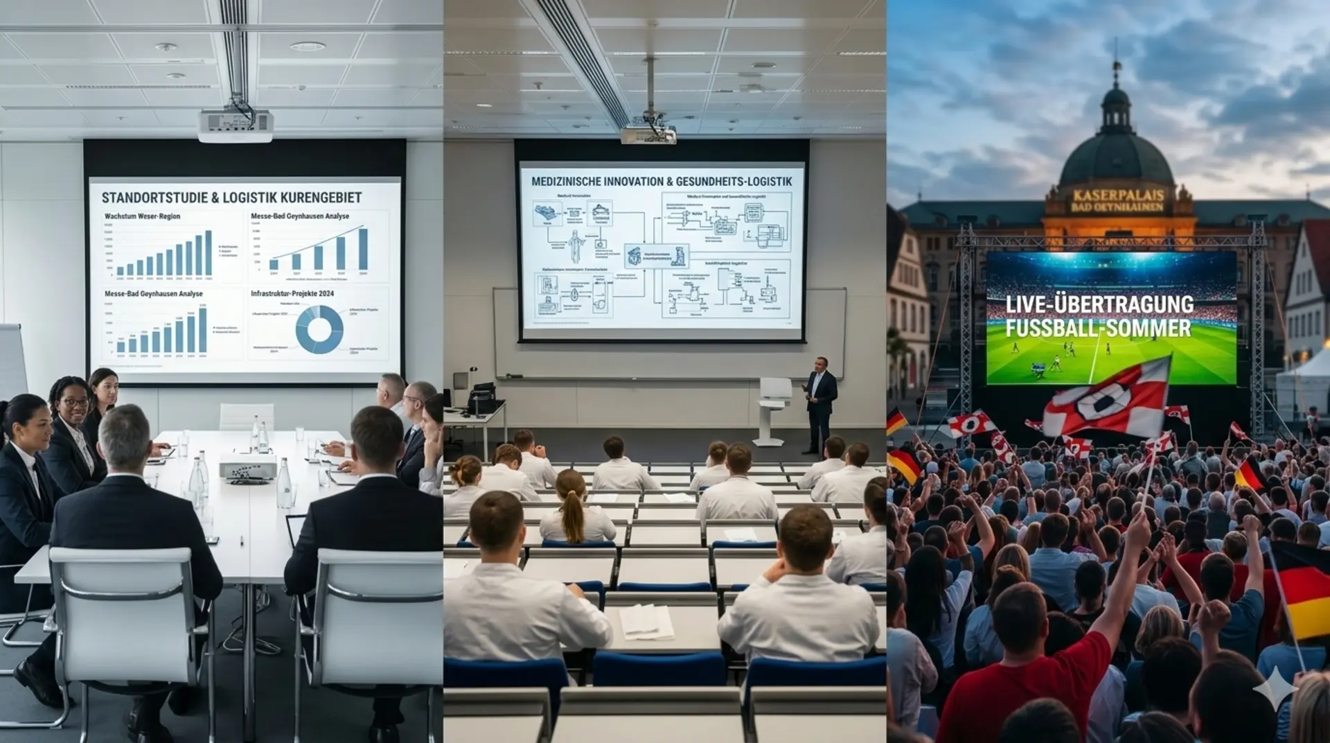 Triptychon Medientechnik Bad Oeynhausen: Professionelle Projektionen für Business-Events, medizinische Seminare und Public Viewing.