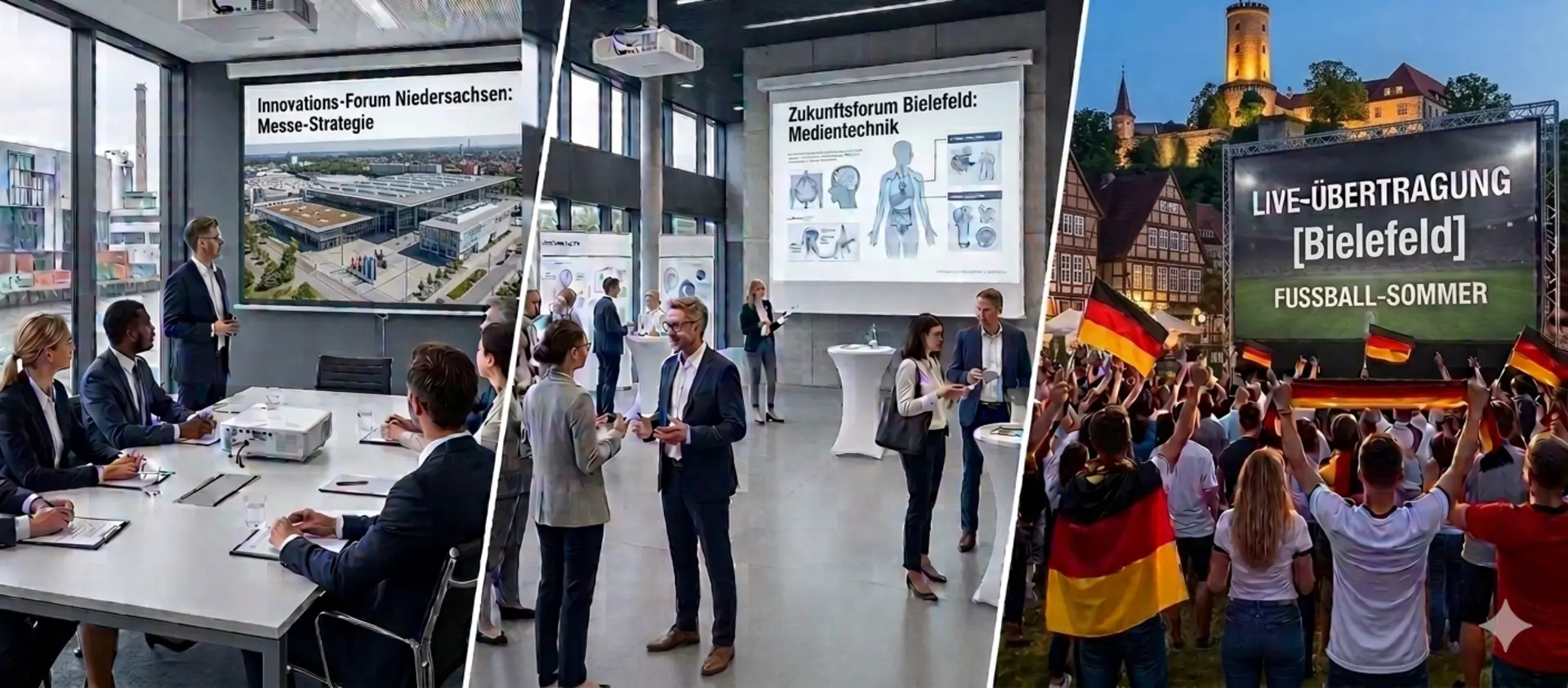 Professionelle Medientechnik für Firmen-Events, Kongresse und Public Viewing in Bielefeld mieten.