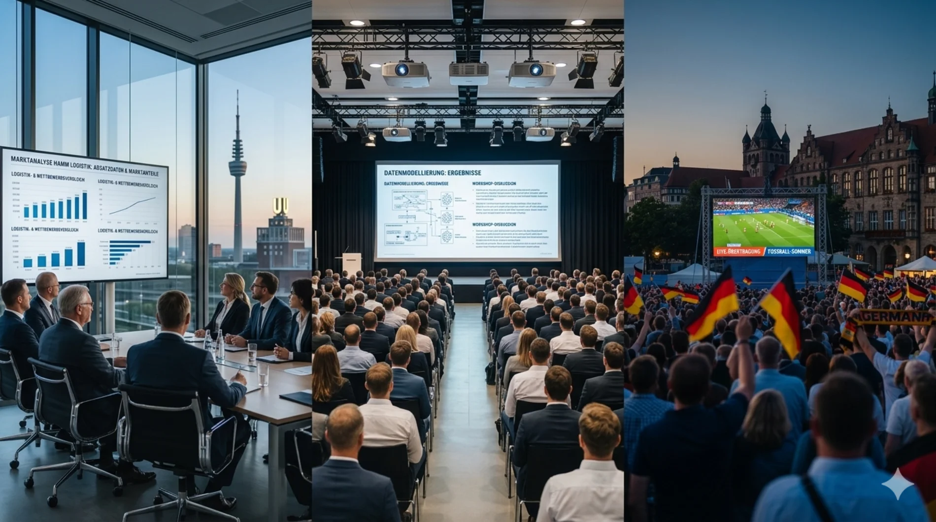 Triptychon Medientechnik Dortmund: Professionelle Projektionen für Firmen-Events an der Westfalenhalle, Seminare und Public Viewing.