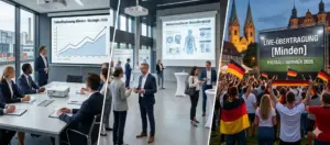 Beamer und Leinwand mieten in Minden für Business-Events, Tagungen und Public Viewing an der Weser.