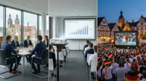 Triptychon Medientechnik Obernkirchen: Professionelle Projektionen für Business-Events in der Bergstadt, B2B-Seminare und Public Viewing.