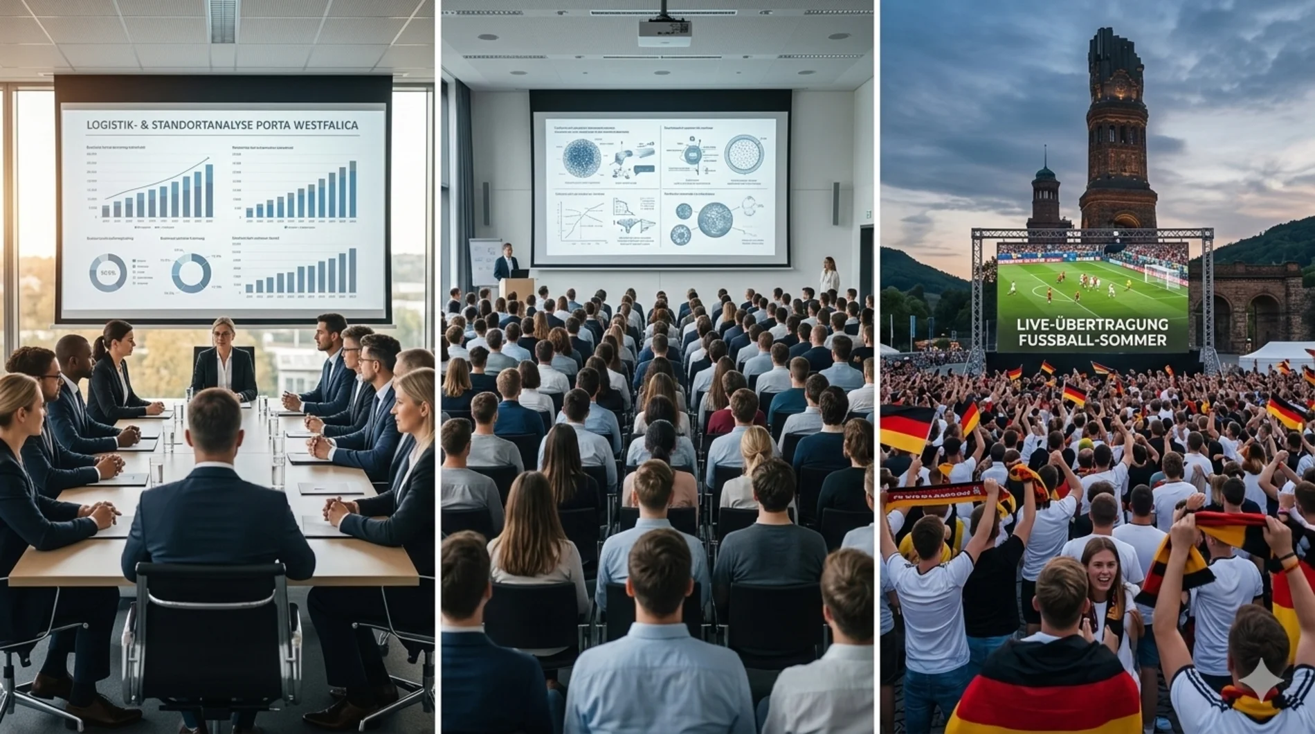 Triptychon Medientechnik Porta Westfalica: Professionelle Projektionen für Firmen-Events, Seminare und Public Viewing am Kaiser-Wilhelm-Denkmal.