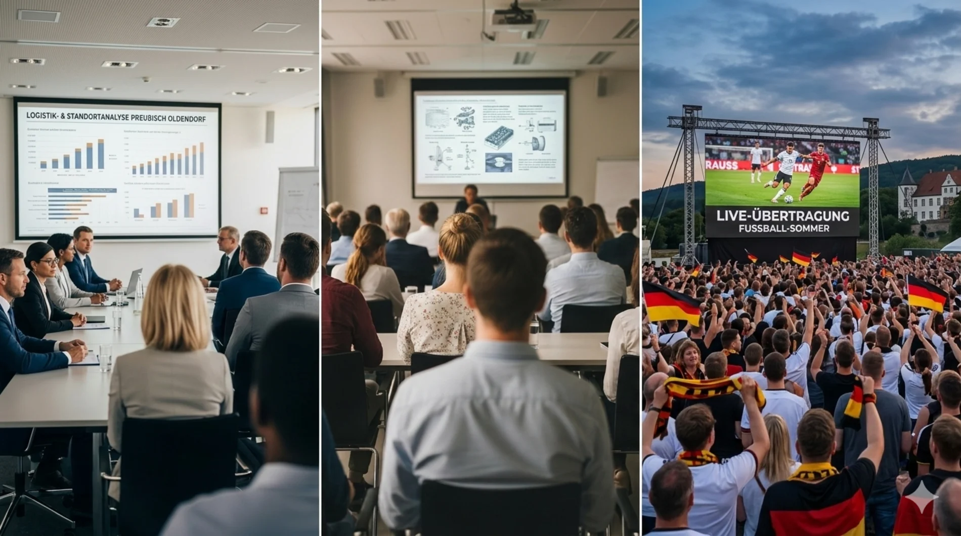 Triptychon Medientechnik Preußisch Oldendorf: Professionelle Projektionen für Firmen-Events, Seminare und Public Viewing am Wiehengebirge.
