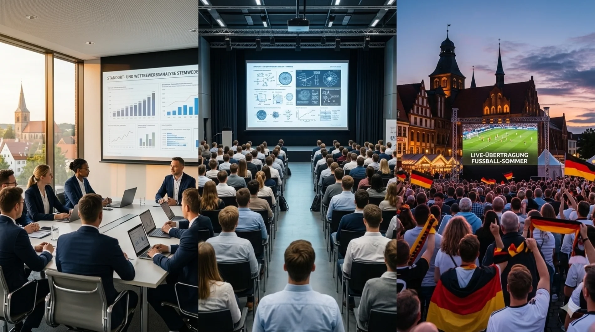 Triptychon Medientechnik Stemwede: Professionelle Projektionen für Firmen-Events, Seminare und Public Viewing in der Region Stemweder Berg.