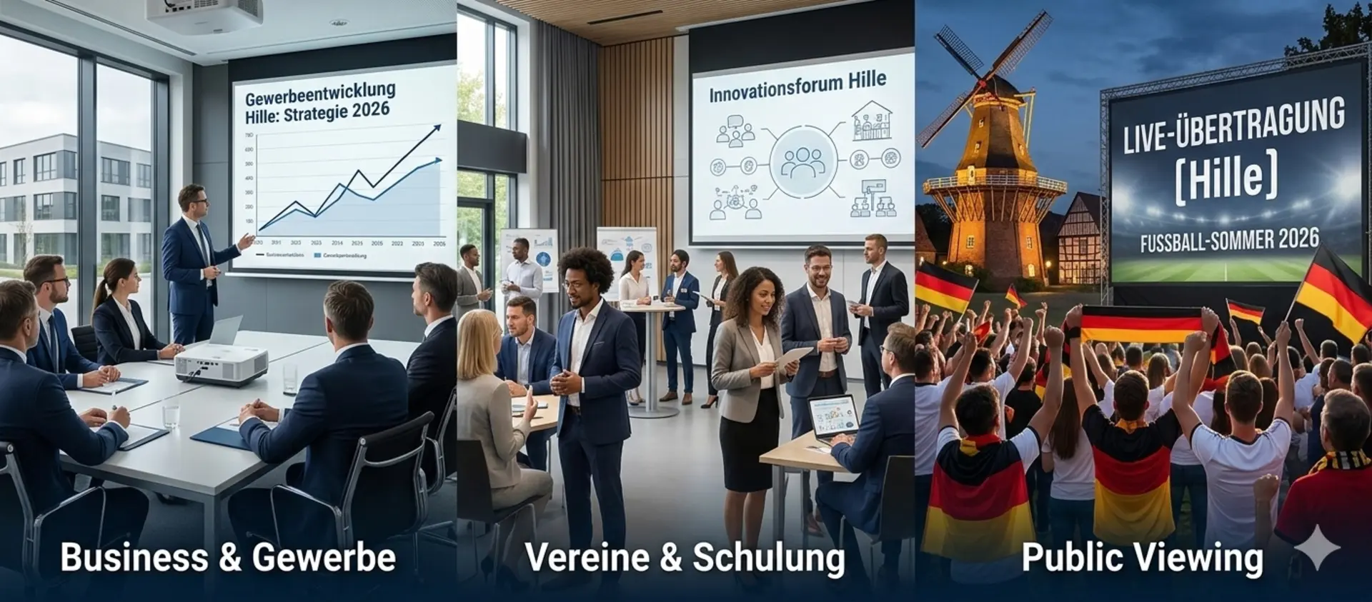 Professionelle Beamer und Leinwände mieten in Hille für Firmenevents, Vereinsfeste und Public Viewing direkt aus der Nachbarschaft.