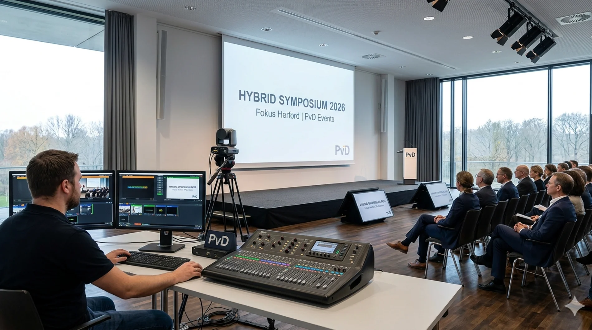 Professionelle mobile 4K-Videoregie und Kameras für ein Hybrid-Event in Herford von PvD.