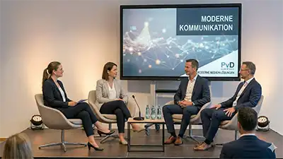 Professionelle Funk-Headsets und Diskussions-Technik für eine Talkrunde in Lübbecke